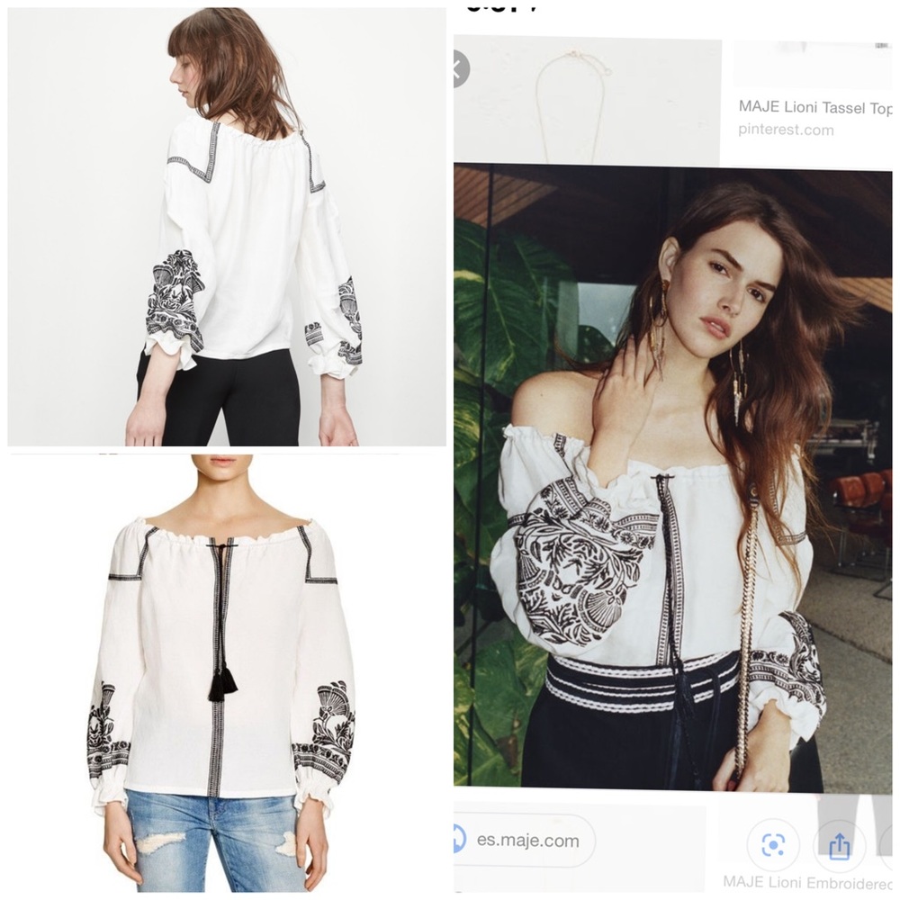 Maje lioni tassel boho blouse top embroidered